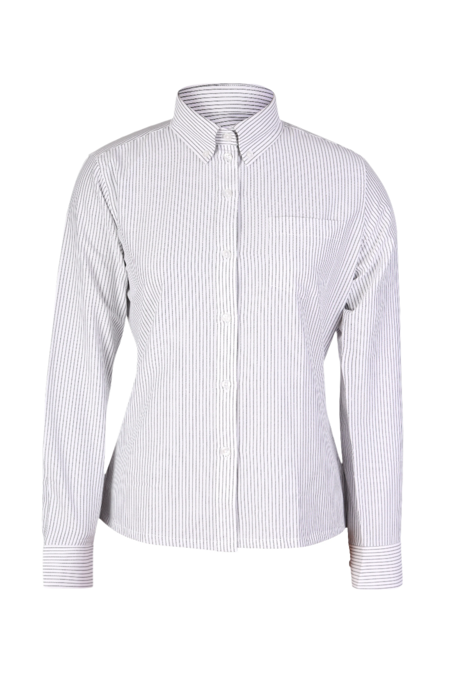 Black White Stripe Uniform Shirt Modesty-Round Bottom BWS4475