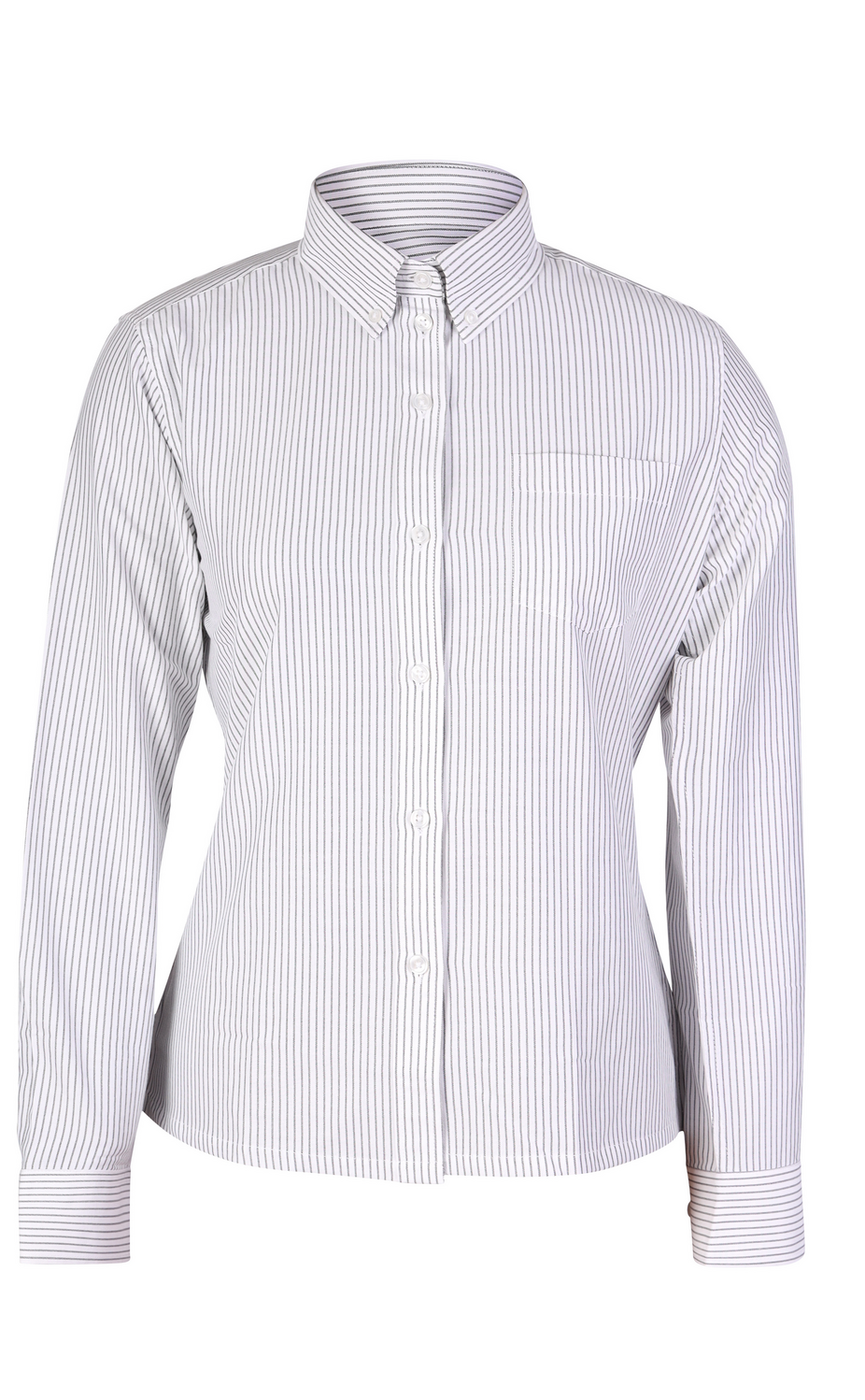 Black White Stripe Uniform Shirt Modesty-Round Bottom BWS4475