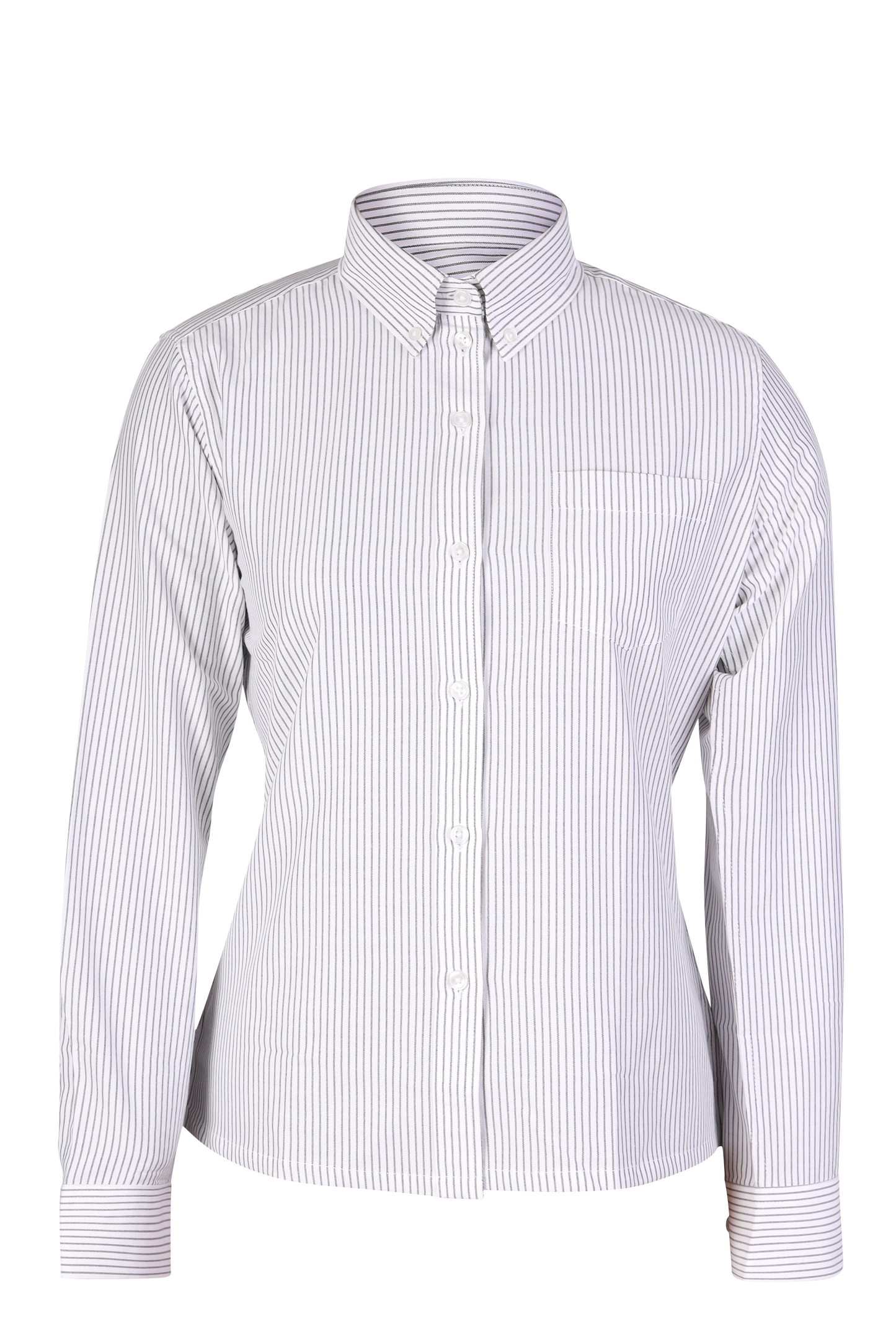 Black White Stripe Uniform Shirt Modesty-Round Bottom BWS4475