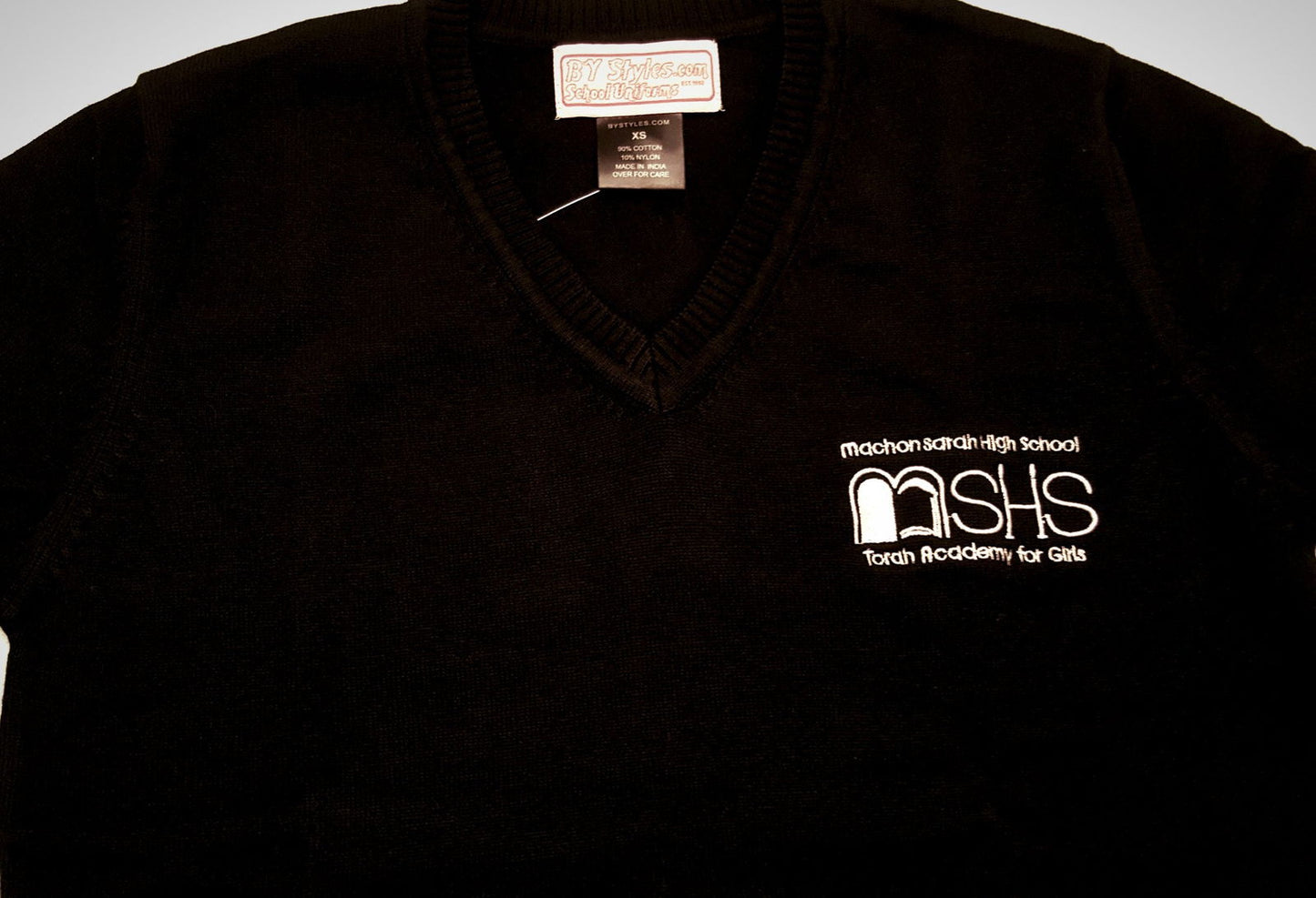 Black Knit V-neck sweater with MSHS logo - By Style