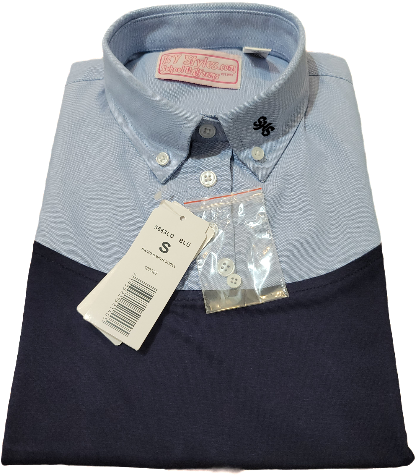 Shevach Blue Sleeveless Shell Dickie With SHS Logo - By Style