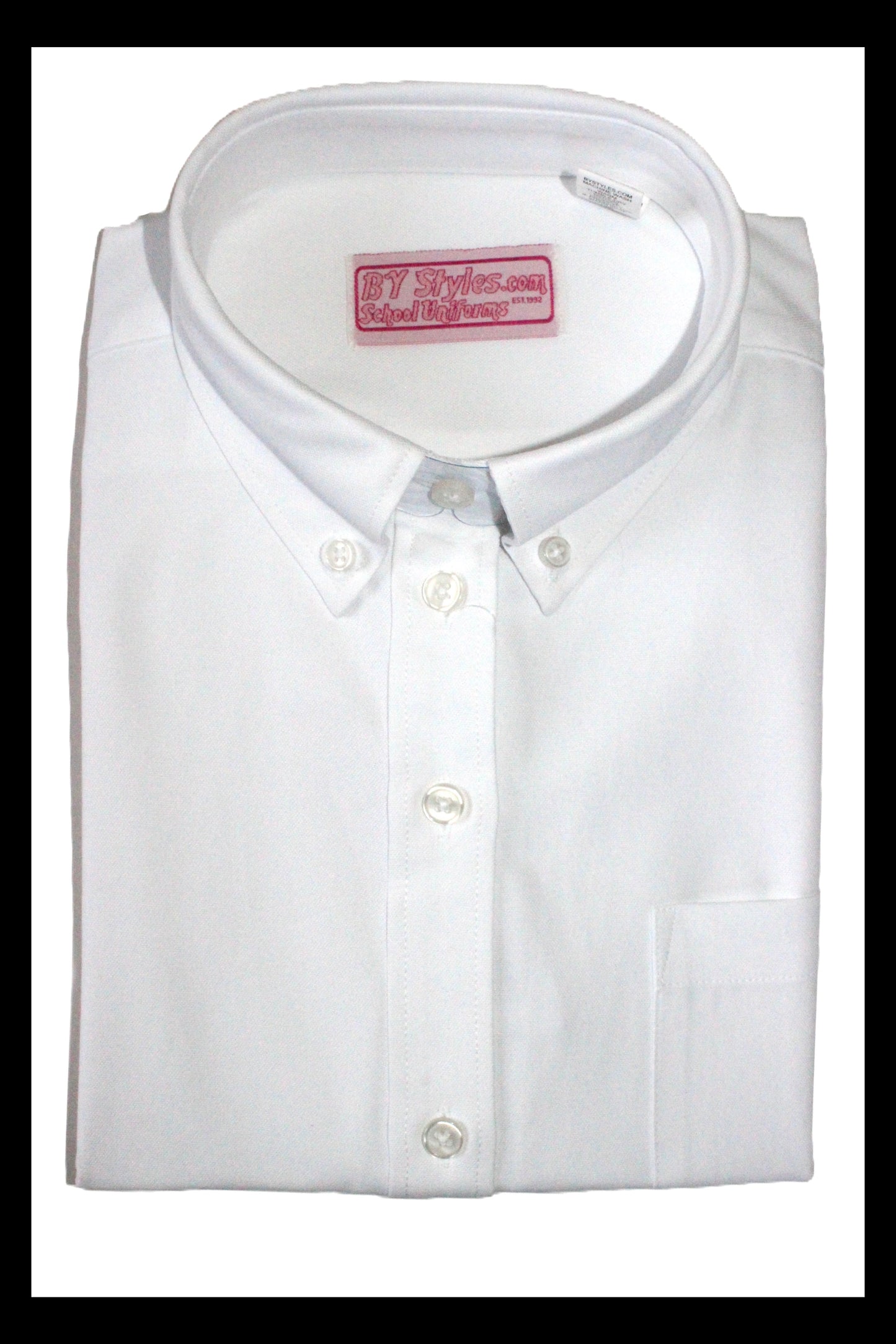 H.S. Rosh Chodesh White Oxford Blouse-Round Hem