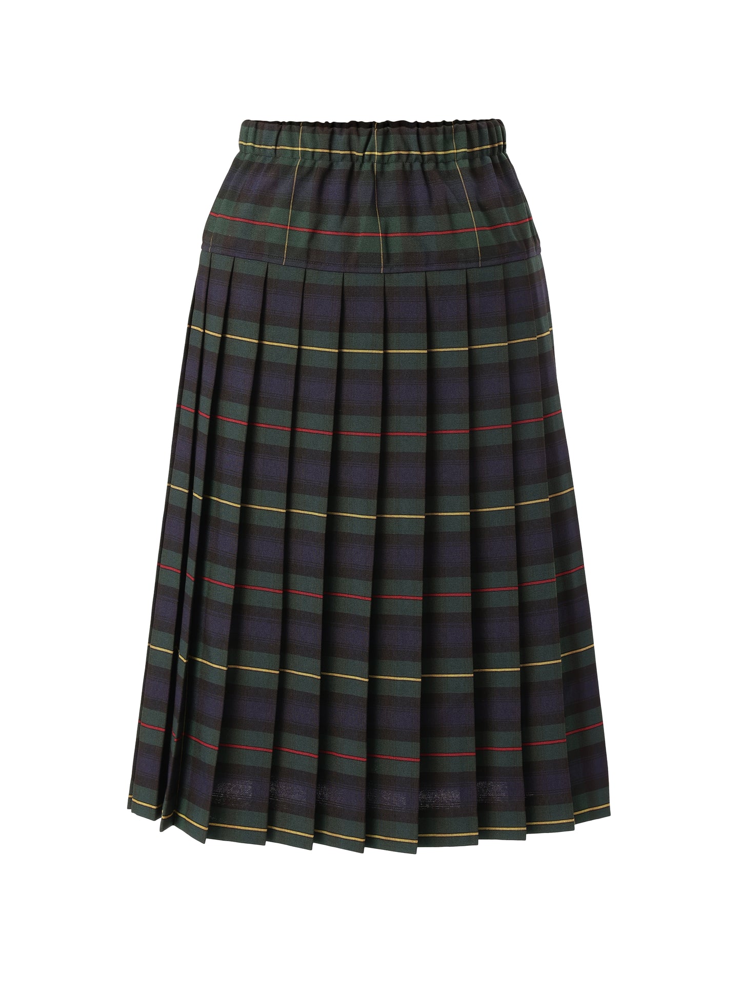 Yoke Pleated Skirt Elastic All Around Plaid #158
