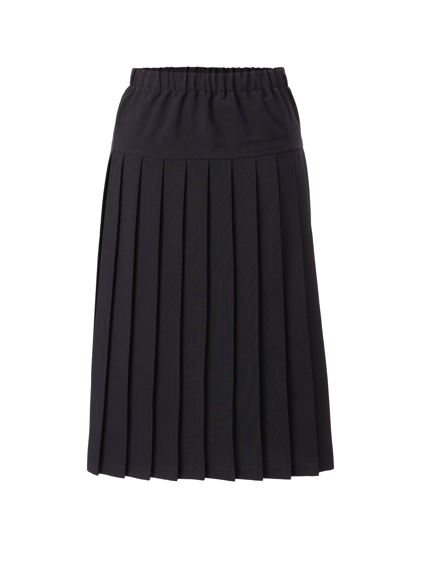 Navy Yoke Pleated Skirt Elastic All Around