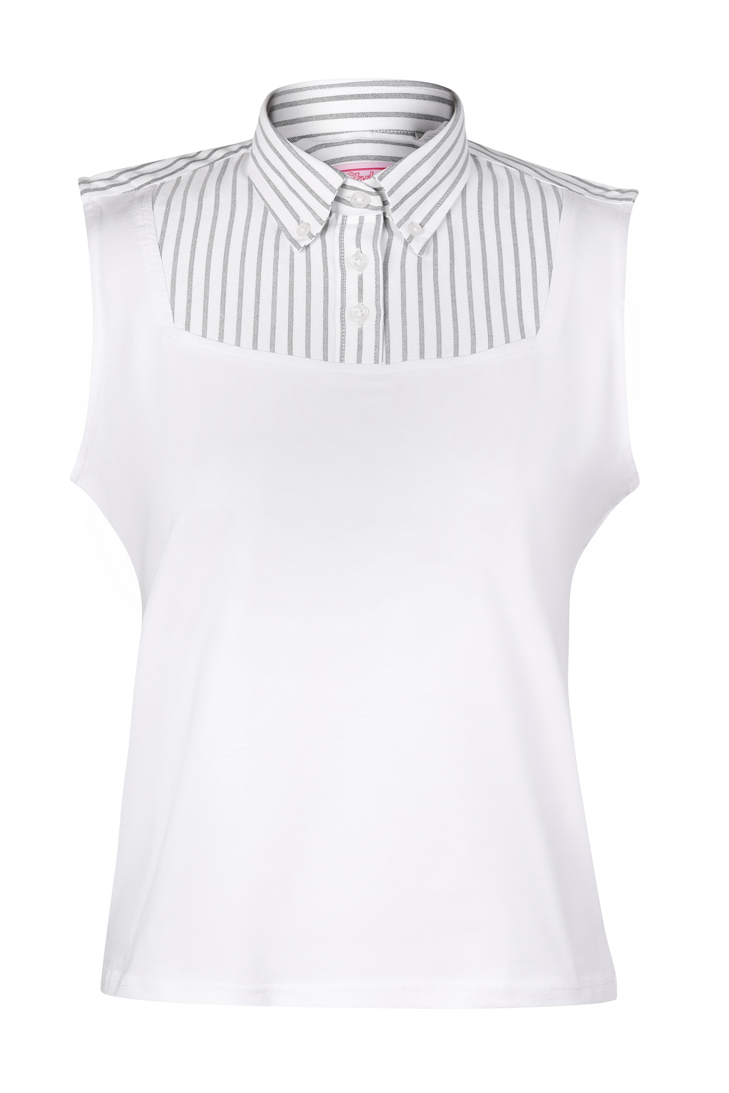 Navy Green and White Striped Sleeveless Shell Dickie
