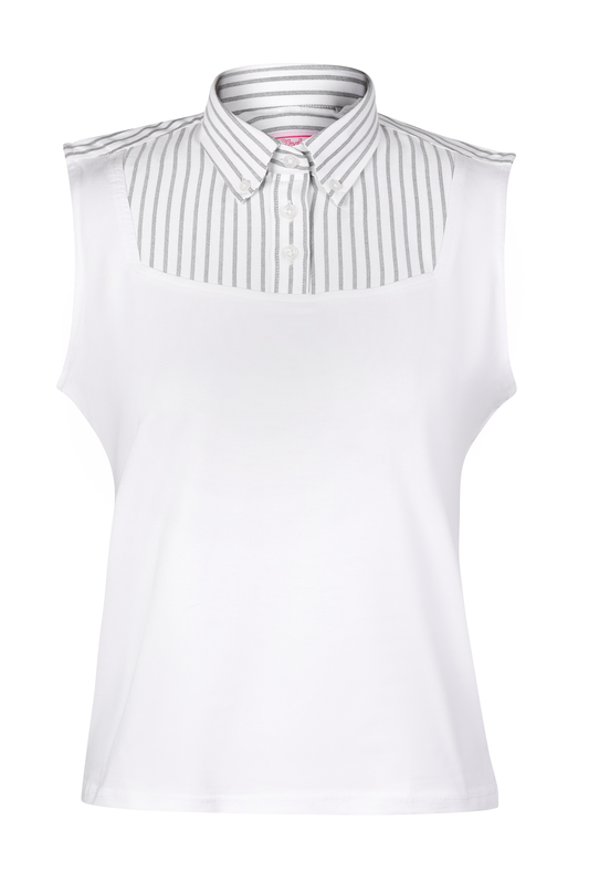 Navy Green and White Striped Sleeveless  Shell Dickie