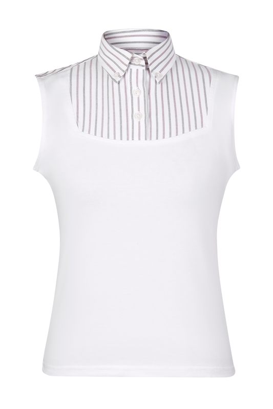 Wine Black and White Stripe Sleeveless Shell Dickie