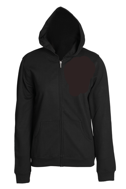 Black Cotton Fleece Zip Up Hooded Sweatshirt