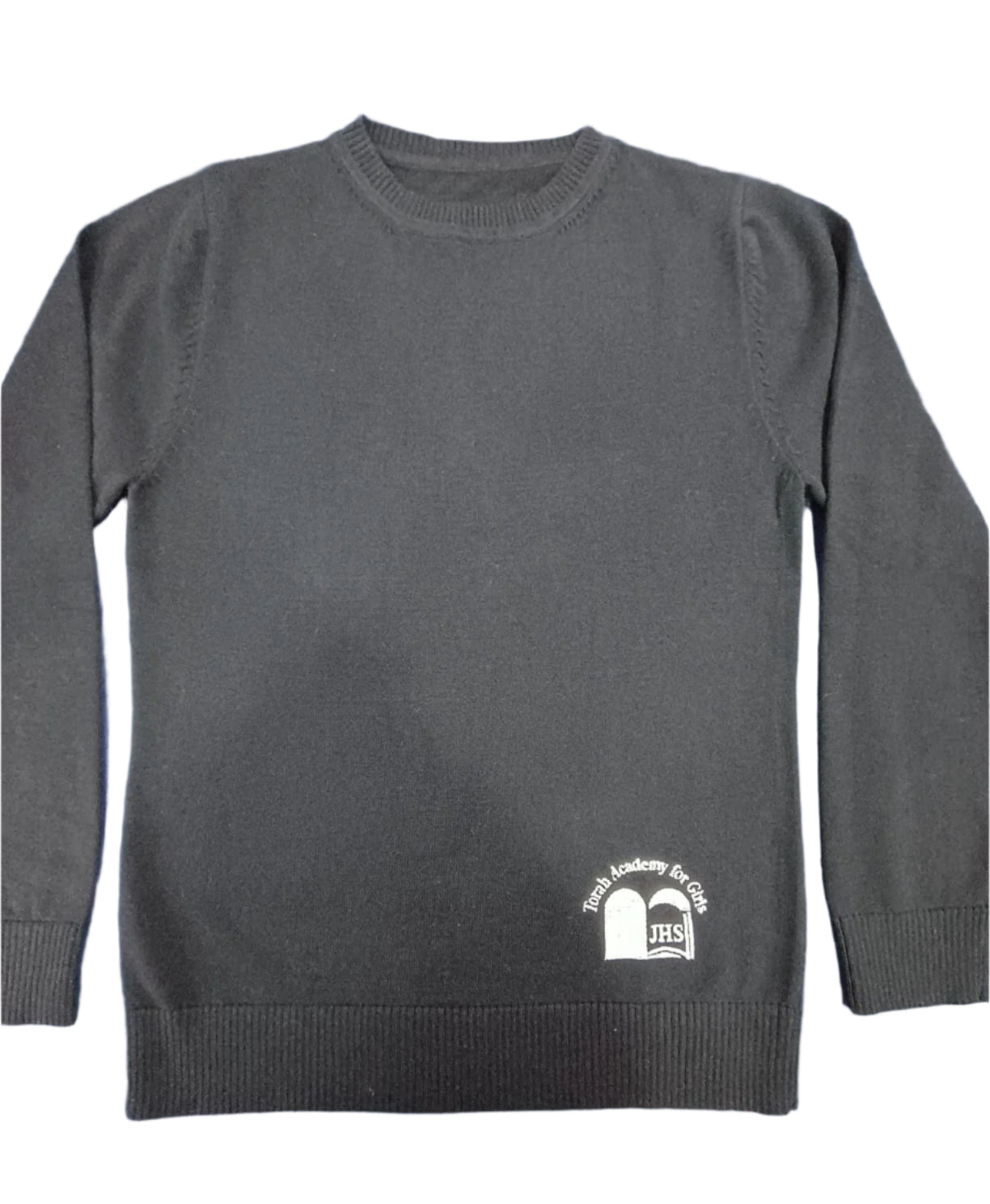 Please Add Embroidery T.A.G. Junior High LOGO for Black Crew neck Cotton Knit sweater