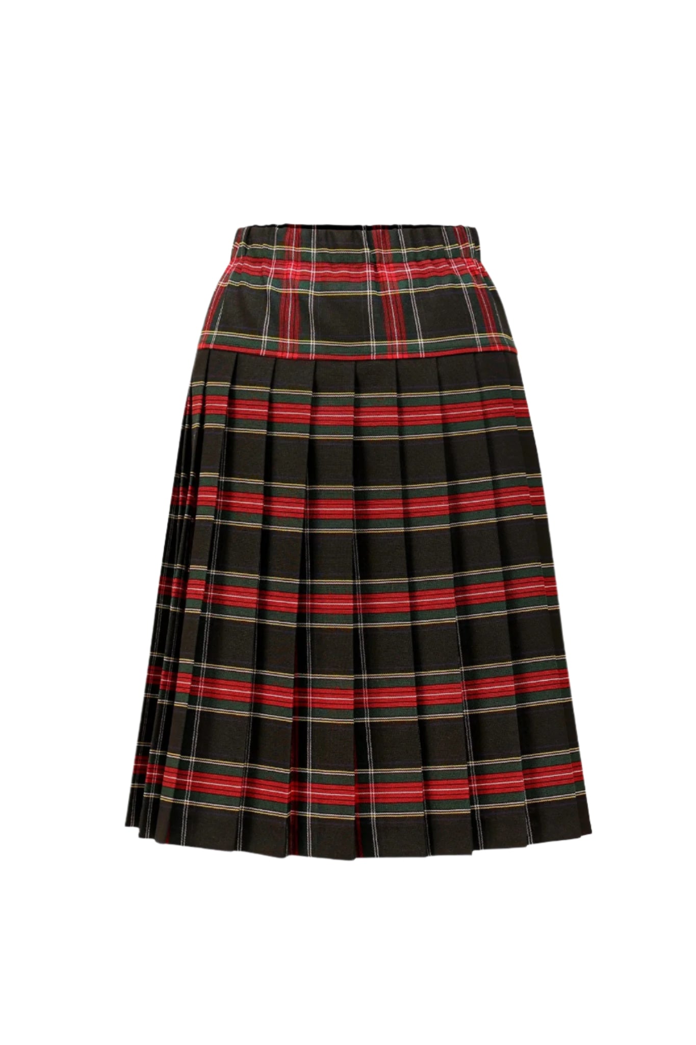 Yoke Pleated Skirt Elastic All Around Plaid #140