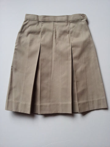 Khaki Elementary Kick Pleat Adjustable Waist Skirt