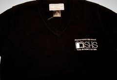 Black Knit V-neck sweater with MSHS logo