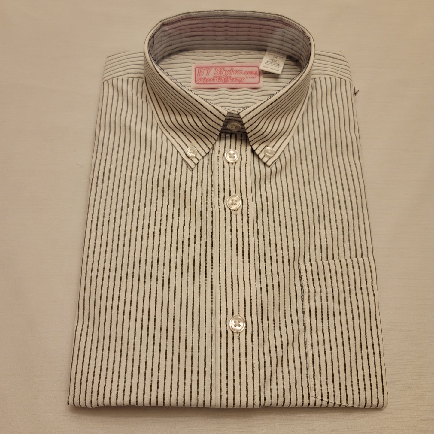 H.S. Black And White Stripe Oxford Blouse-Round Hem - By Style