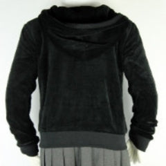 Velour Zip-Up Hooded Sweatshirt Junior Sizes Black With BBY Logo