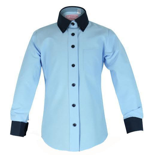 Long sleeve two tone navy and blue shirts - By Style