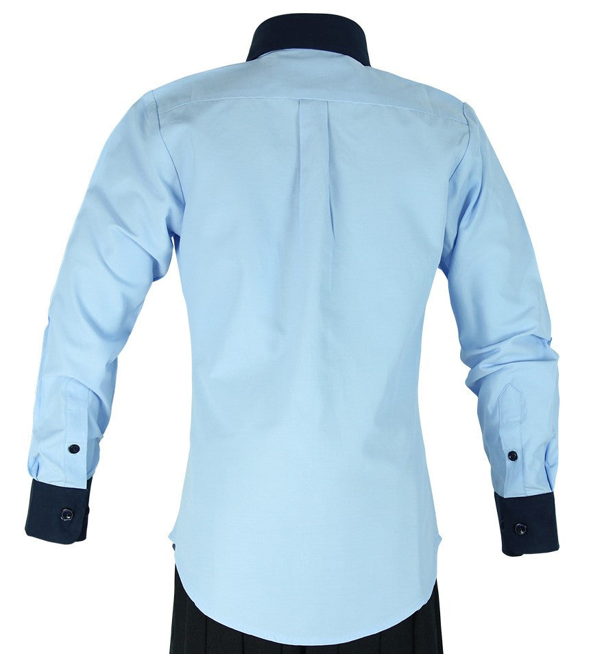 Girls Blue and Navy two tone Blouse-Round Hem - By Style