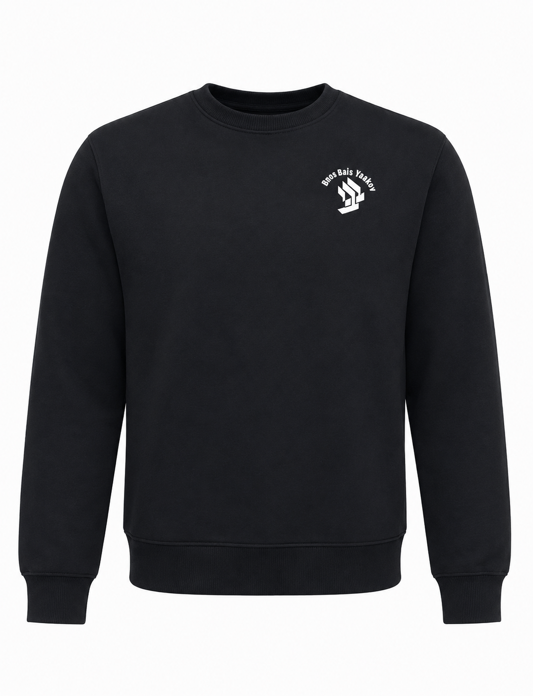 BBY Free Logo Included – Black Cotton Fleece Crewneck Pullover Sweatshirt