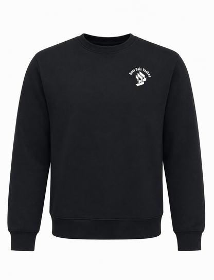 BBY Free Logo Included – Black Cotton Fleece Crewneck Pullover Sweatshirt