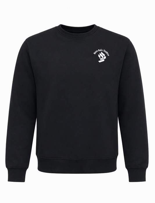BBY Free Logo Included – Black Cotton Fleece Crewneck Pullover Sweatshirt