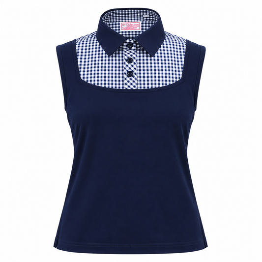THE ORIGINAL!! Shell Dickie Sleeveless Navy and White BIG Gingham