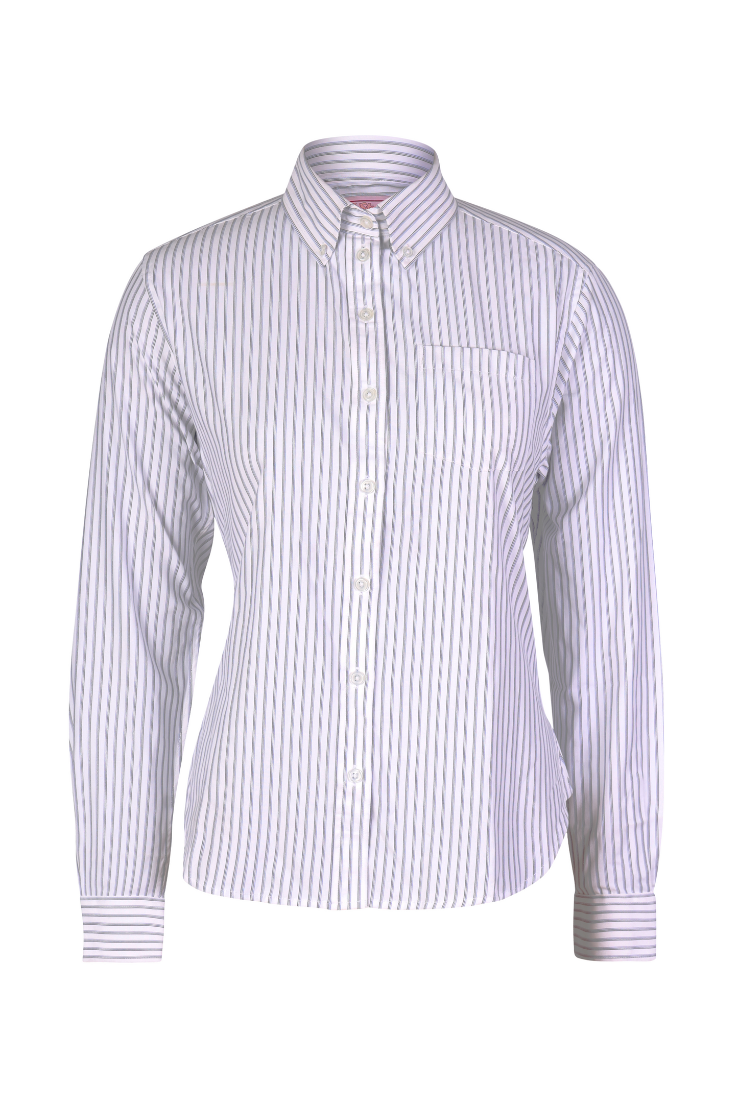Blue Navy Black White Stripe Modesty Blouse-Round Hem BNBWS