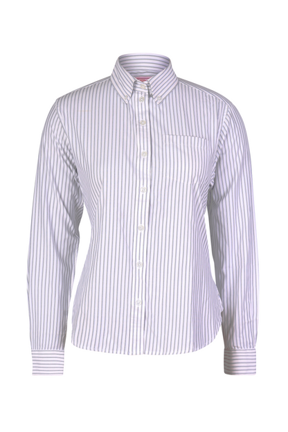 Blue Navy Black White Stripe Modesty Blouse-Round Hem BNBWS