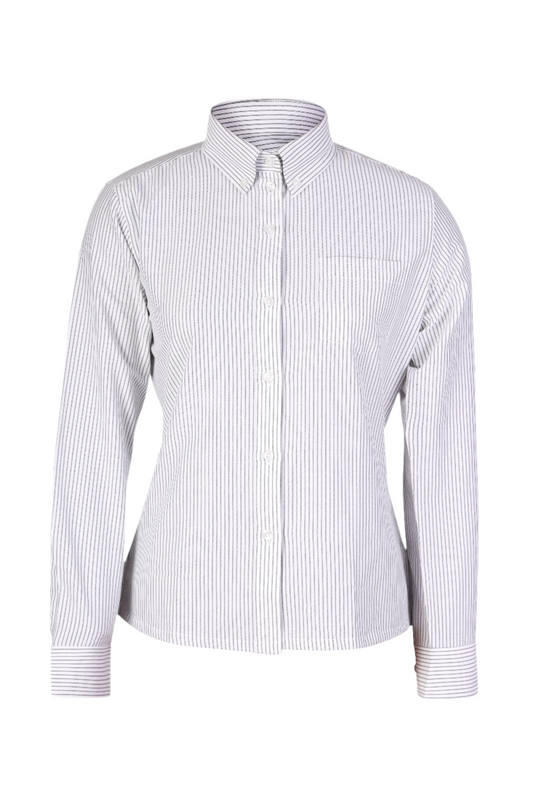 Black White Stripe Uniform Shirt Modesty-Round Bottom BWS4475