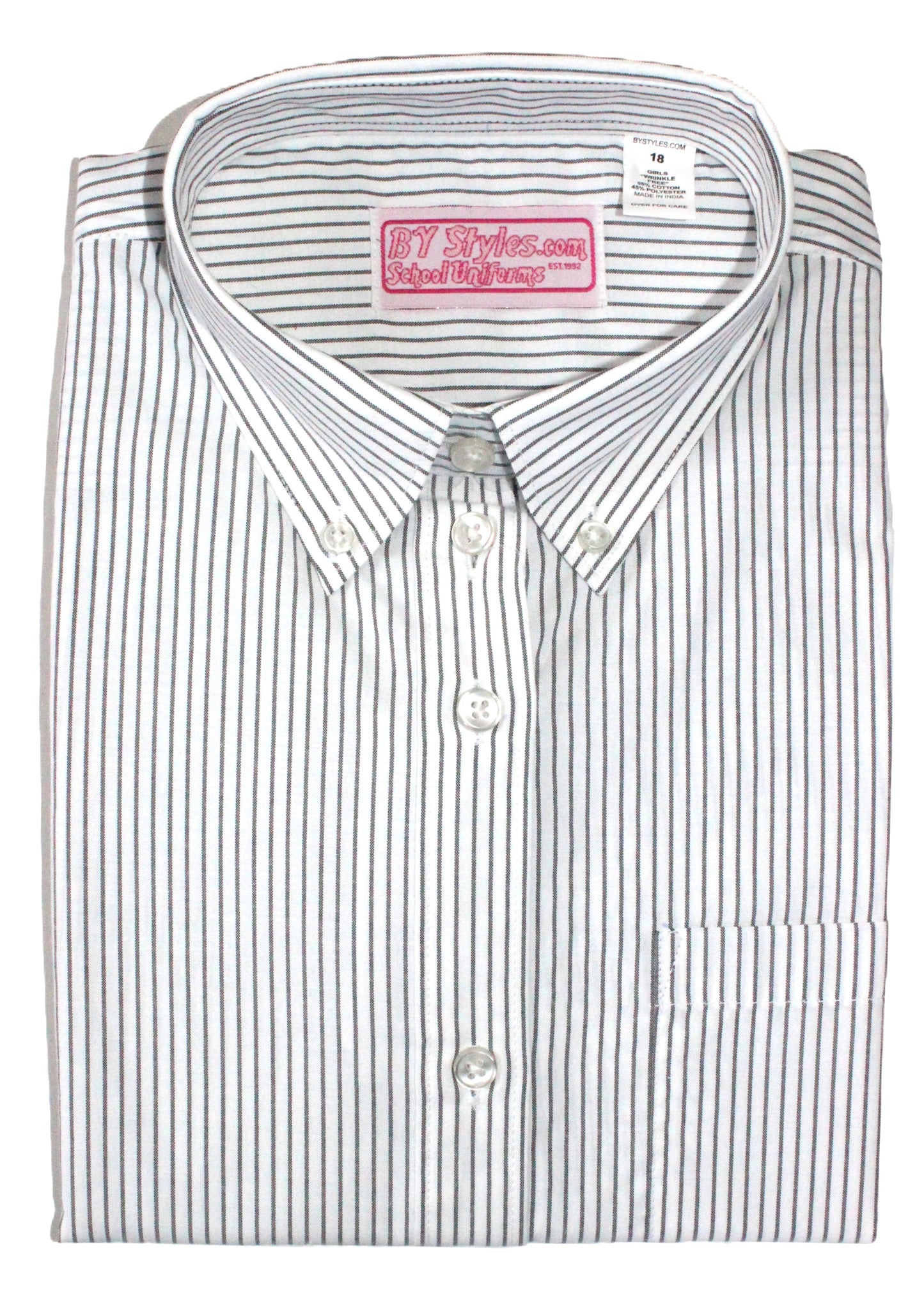 Black White Stripe Uniform Shirt Modesty-Round Bottom BWS4475