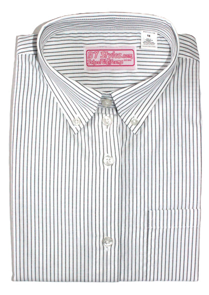 Black White Stripe Uniform Shirt Modesty-Round Bottom BWS4475
