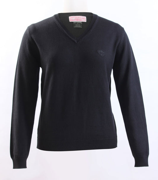 Black Cotton Knit V-neck sweater - By Style