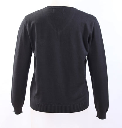 Black Cotton Knit V-neck sweater - By Style