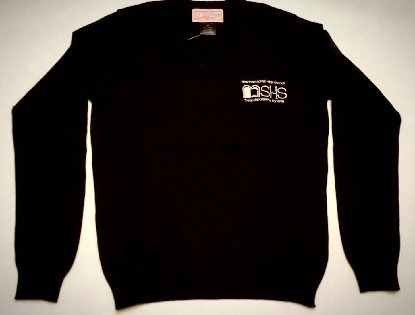 Black Knit V-neck sweater with MSHS logo - By Style