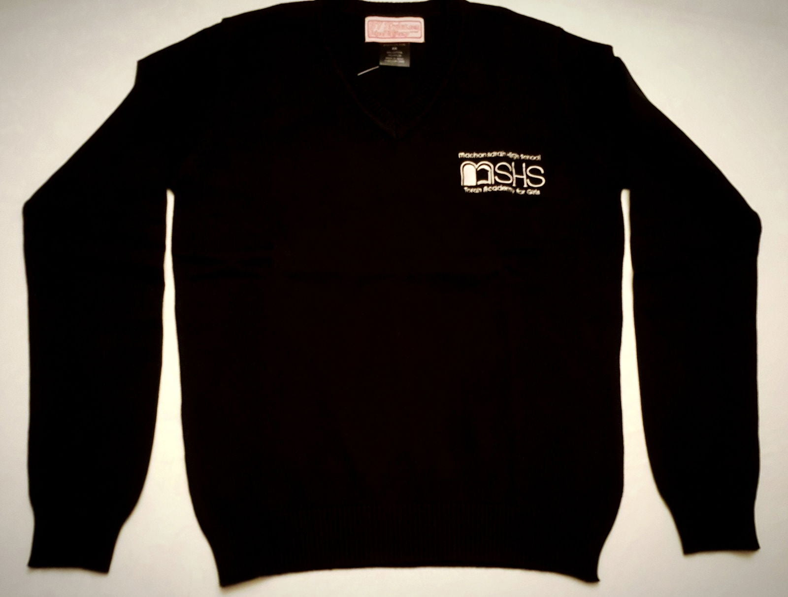 Black Knit V-neck sweater with MSHS logo - By Style