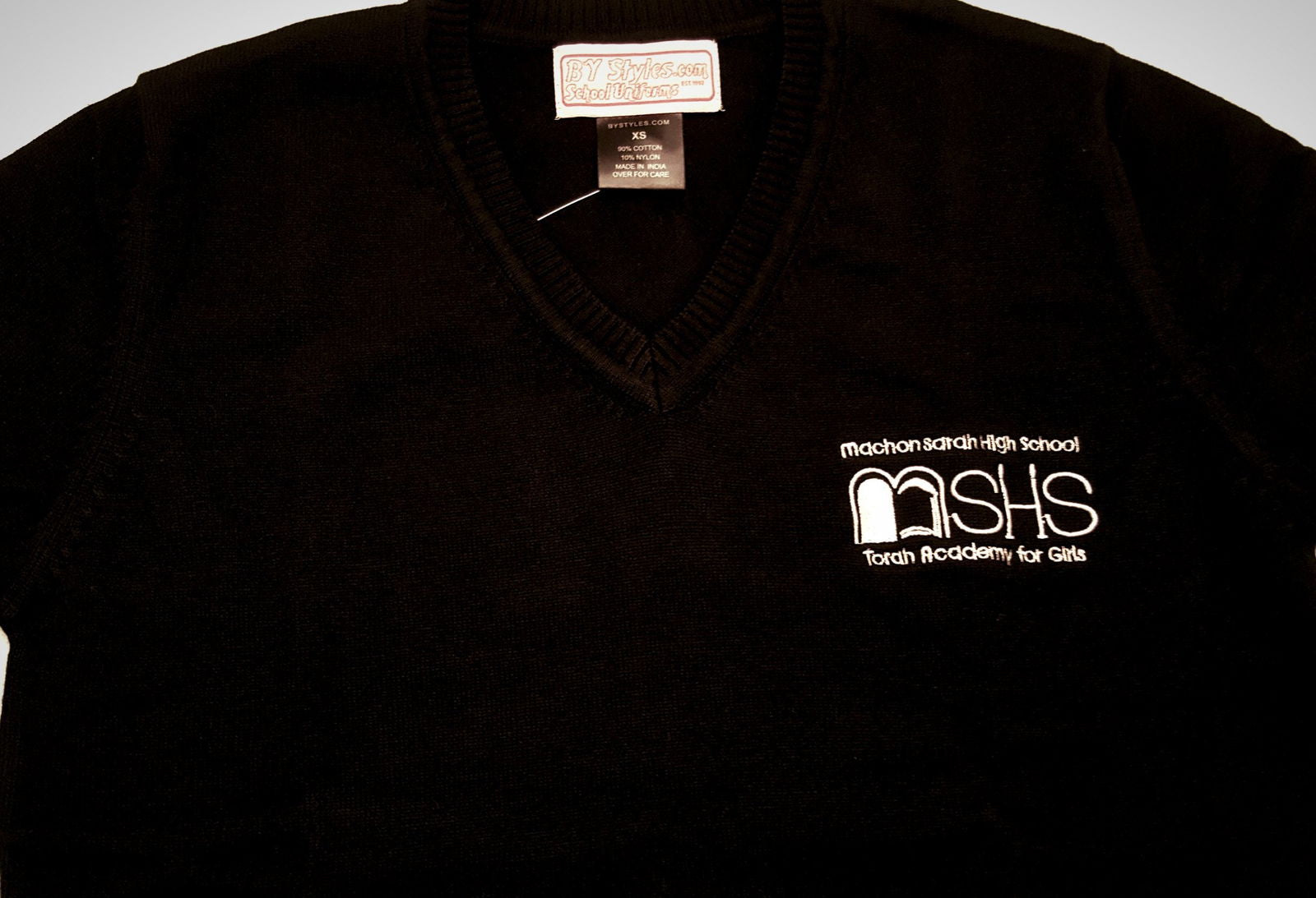 Black Knit V-neck sweater with MSHS logo - By Style