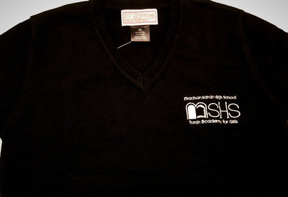Black Knit V-neck sweater with MSHS logo - By Style