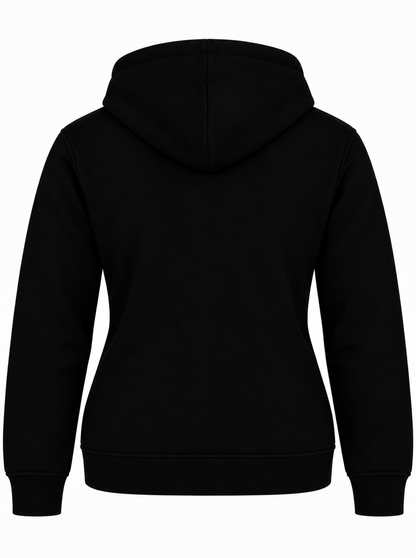Black Cotton Fleece Zip Up Hooded Sweatshirt