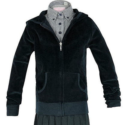 Clearance Navy Velour Zip-Up Hooded Sweatshirt - By Style