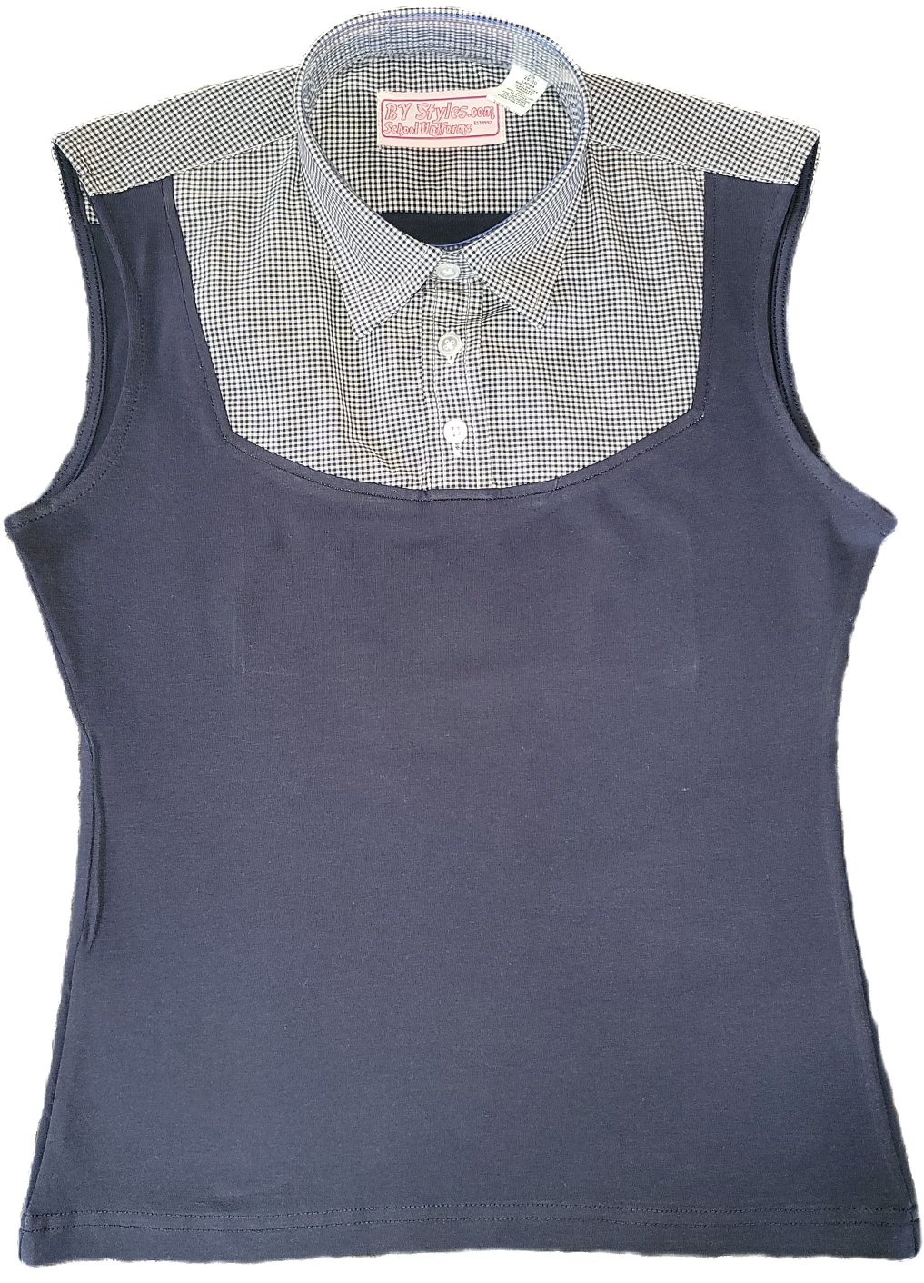 Shell Dickie Sleeveless Navy and White Gingham - By Style