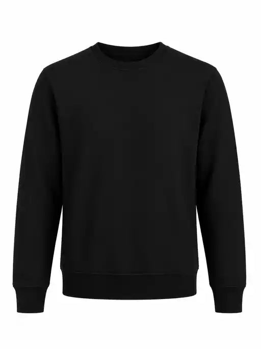 Black Crew neck Cotton Knit sweater RN16
