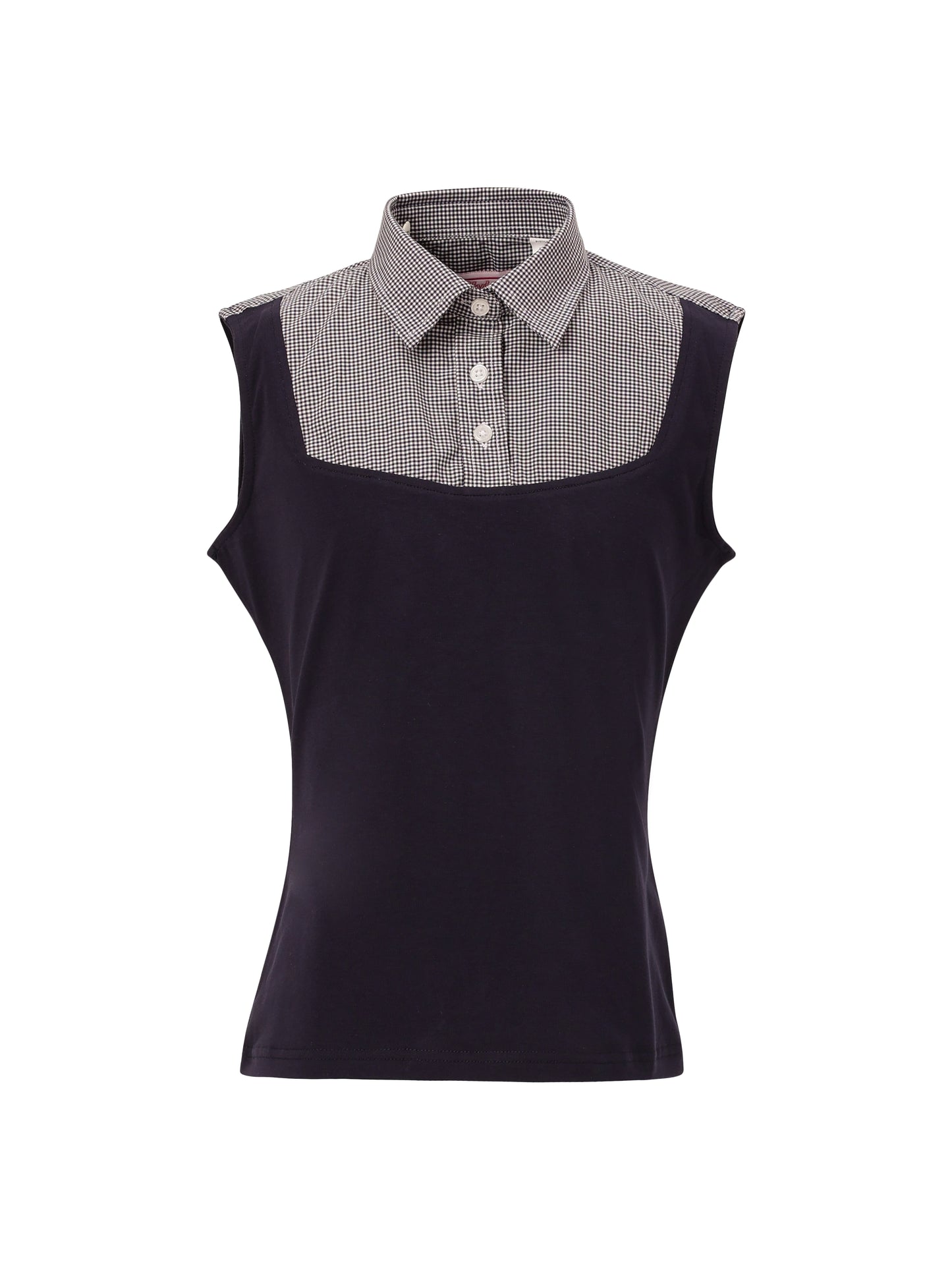 Shell Dickie Sleeveless Navy and White Gingham - By Style