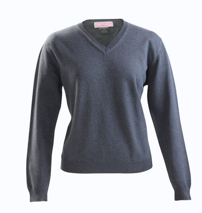 Elementary Charcoal Grey Knit V-neck sweater - By Style