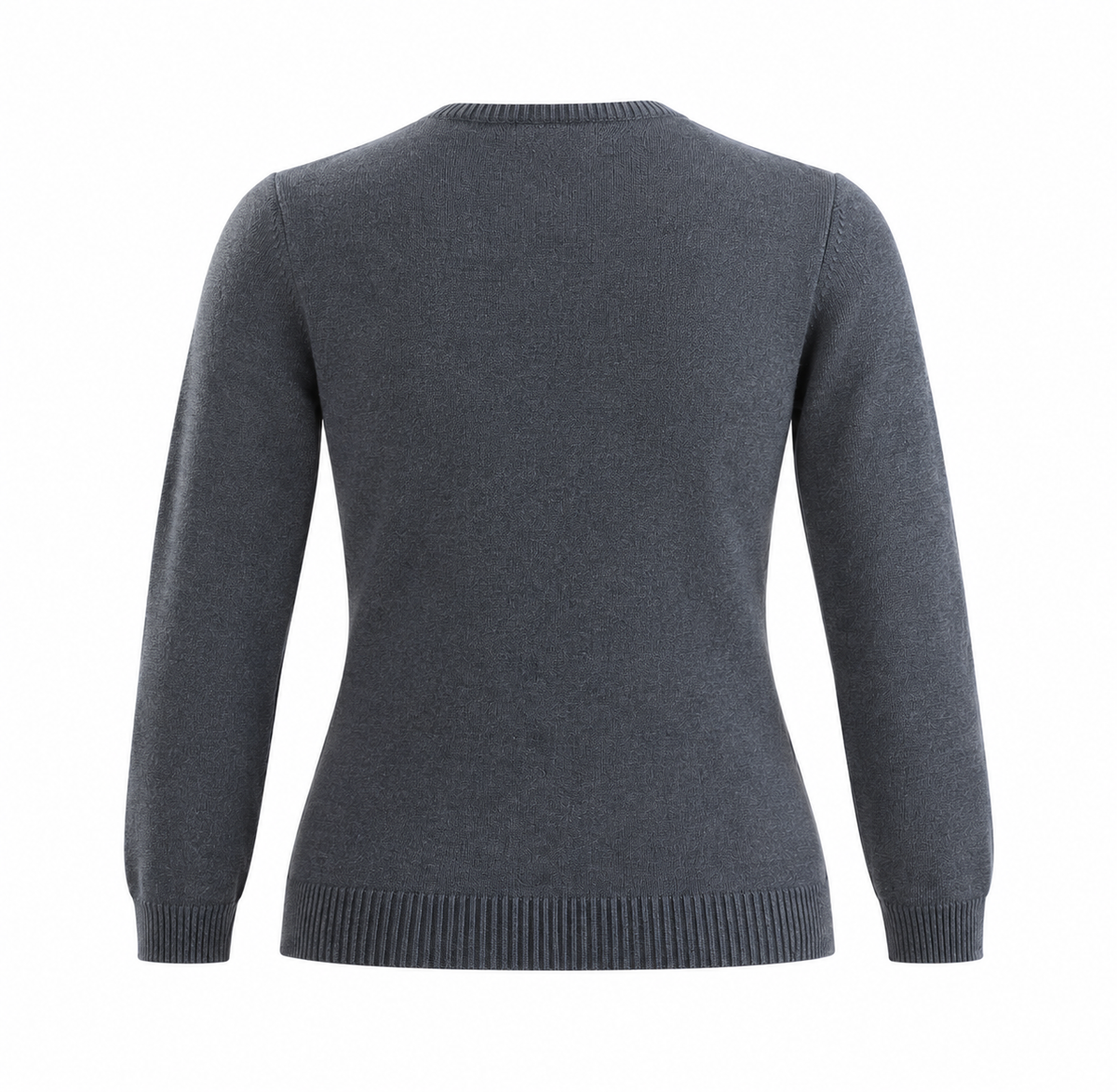 Charcoal Gray Crew Neck Cotton Knit Sweater RN16
