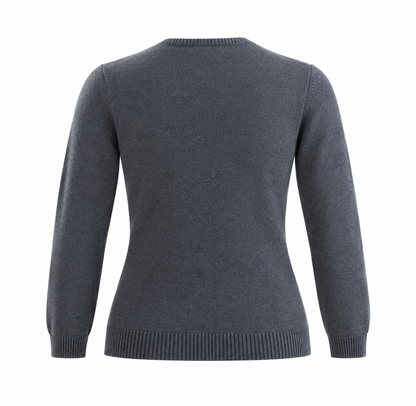 Charcoal Gray Crew Neck Cotton Knit Sweater RN16