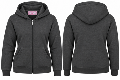 Charcoal Gray Cotton Fleece Zip Up Hooded Sweatshirt