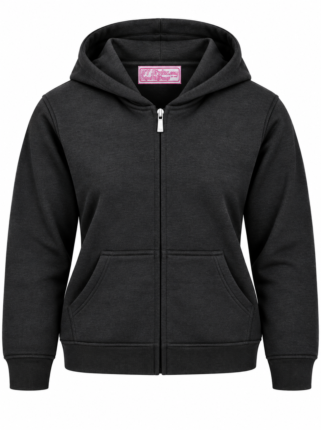 Charcoal Gray Cotton Fleece Zip Up Hooded Sweatshirt