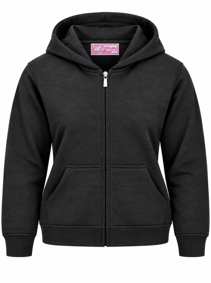 Charcoal Gray Cotton Fleece Zip Up Hooded Sweatshirt