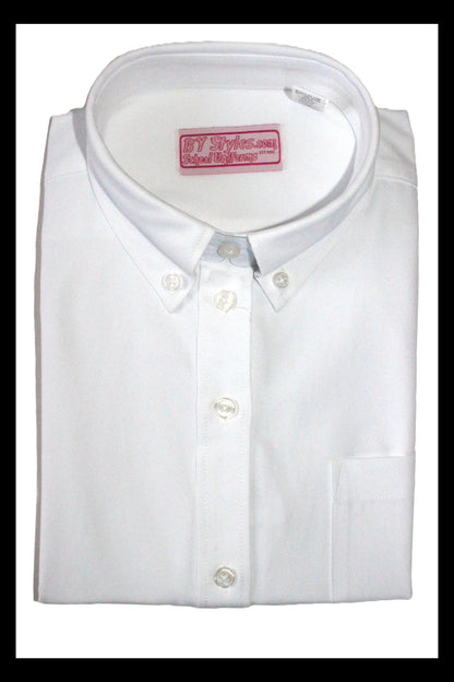 H.S. Rosh Chodesh White Oxford Blouse-Round Hem