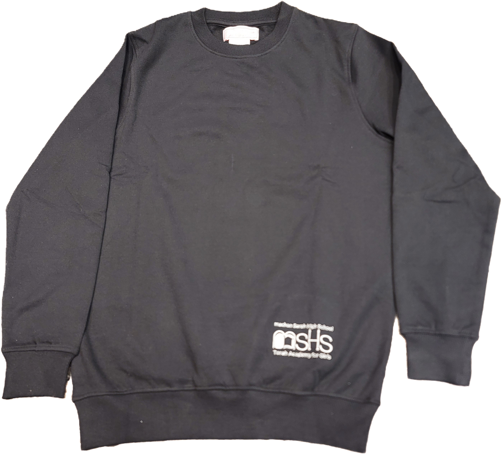 TAG High School Black Cotton Fleece Crew Neck Pullover Sweatshirt with MSHS Logo