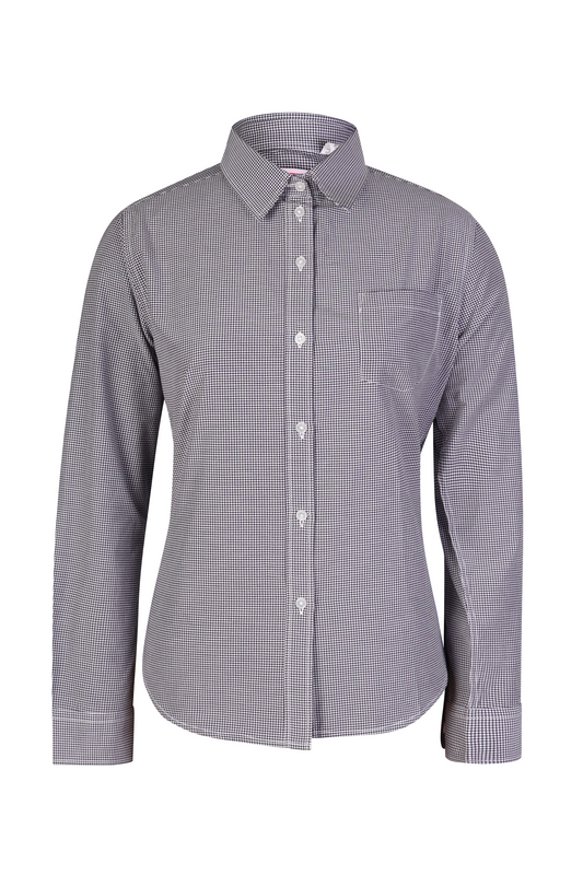 School Uniform Shirt Gingham Navy and White Round Hem N/W GG
