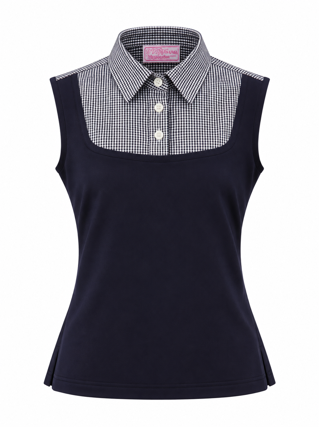 Shell Dickie Sleeveless Navy and White Gingham